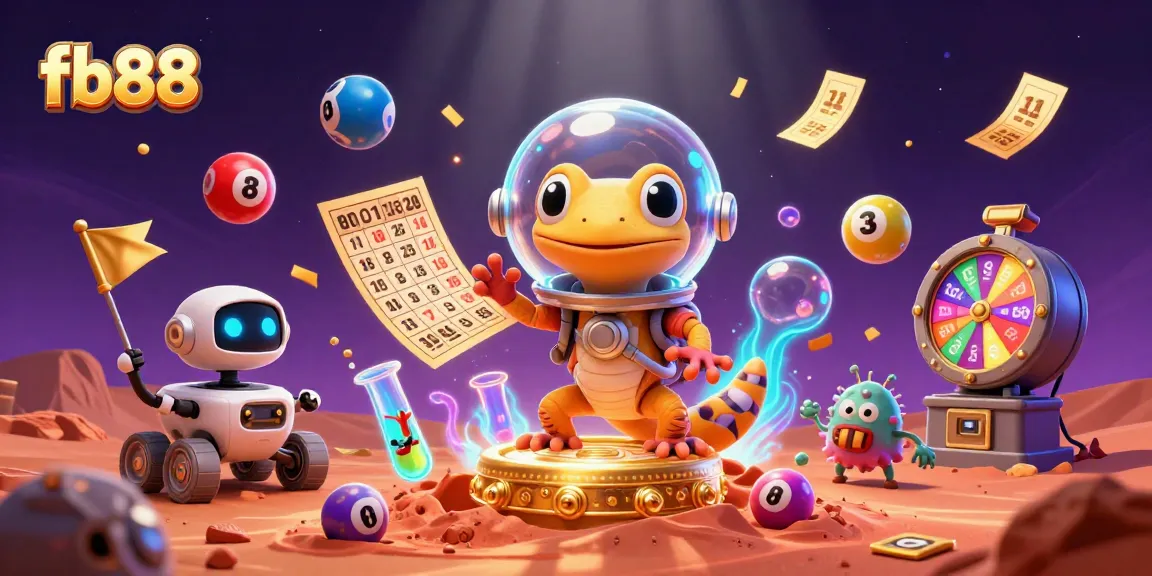 Experience vibrant gaming action at fb88 with a dynamic casino discovery scene featuring a Martian gecko.
