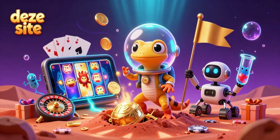 Experience gaming thrills at deze site with a Martian gecko unveiling a golden casino.